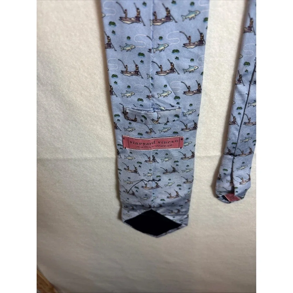 Vineyard Vines Fishing‎ Boat Silk Tie Mens OS Blue Excellent Nautical Novelty